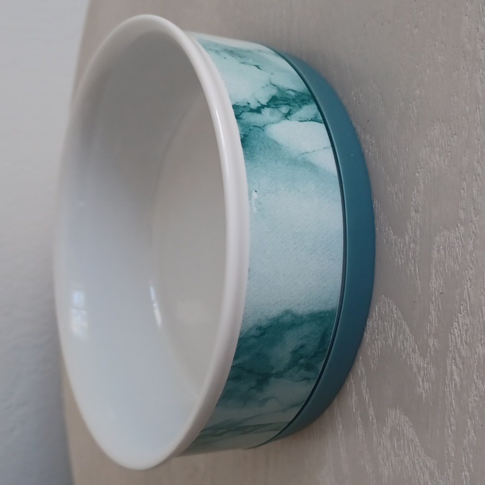 Bone Dry Ceramica NON SKID Marble Design Dog / Cat Bowl In Teal - Picture 4 of 11